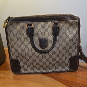 Gucci Tan and Brown Monogram Messenger Bag